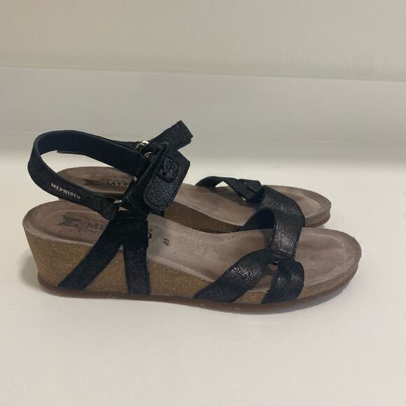 Mephisto Sandal Wedges Women’s size 11 Black‎ and Brown - Picture 2 of 8